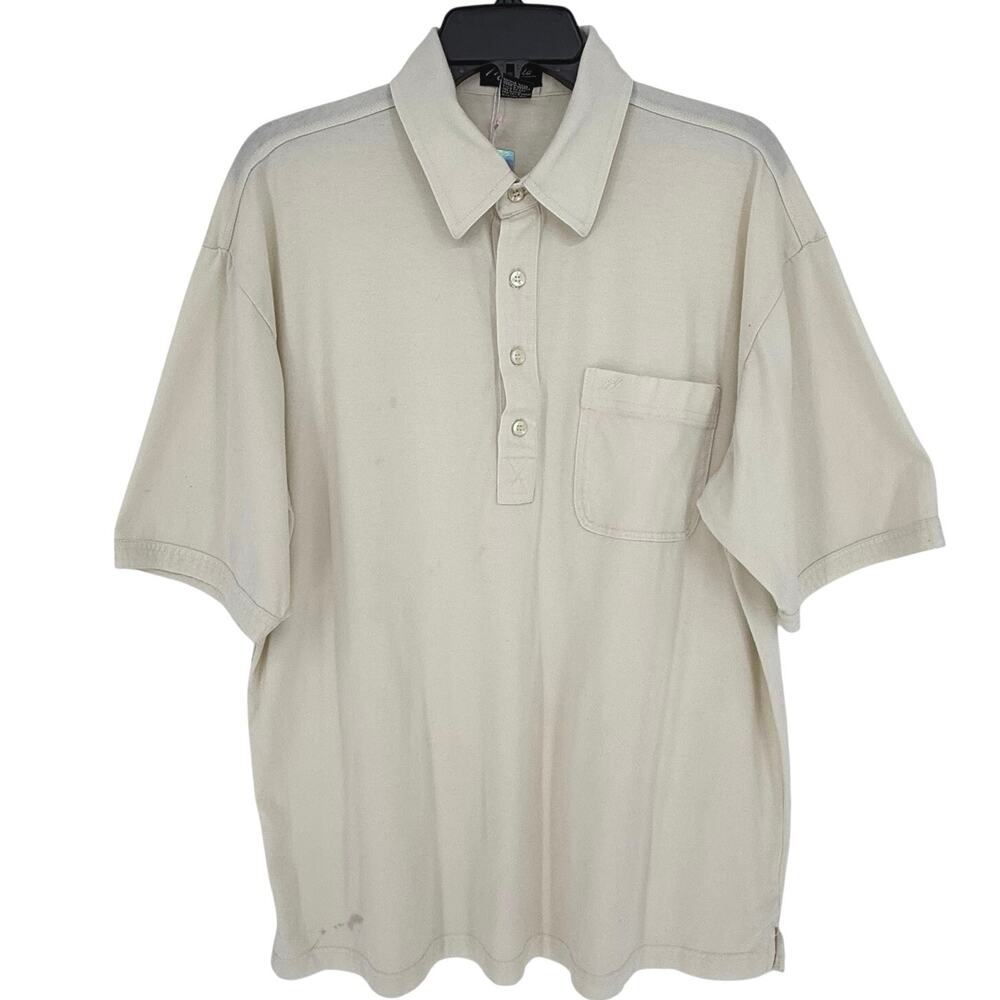 1990s Y2K Era Vintage MEROLA Men's Fashion Polo Shirt Solid Cream